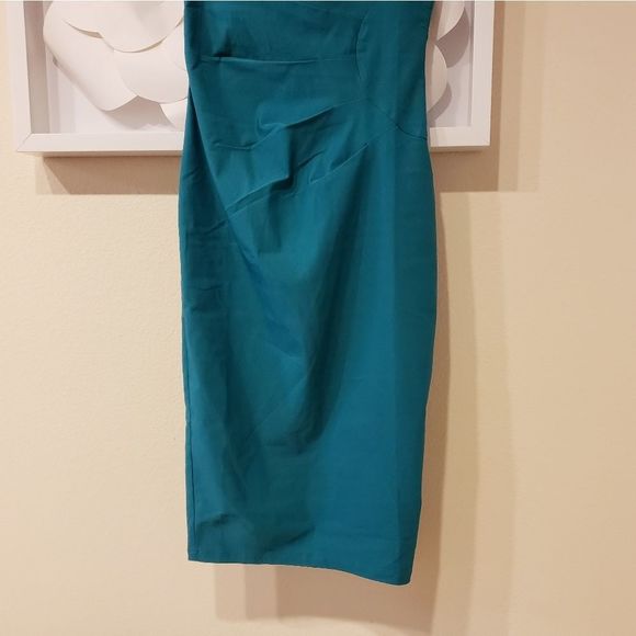 MUXXIN Boutique Teal Green Ruched Fitted Dress - Picture 4 of 8
